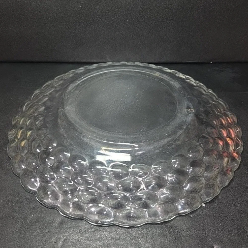 EAPG Bubble Clear Glass Chop Plate, Vtg Honeycomb Serving‎ Platter, Centerpiece